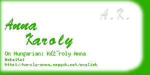 anna karoly business card